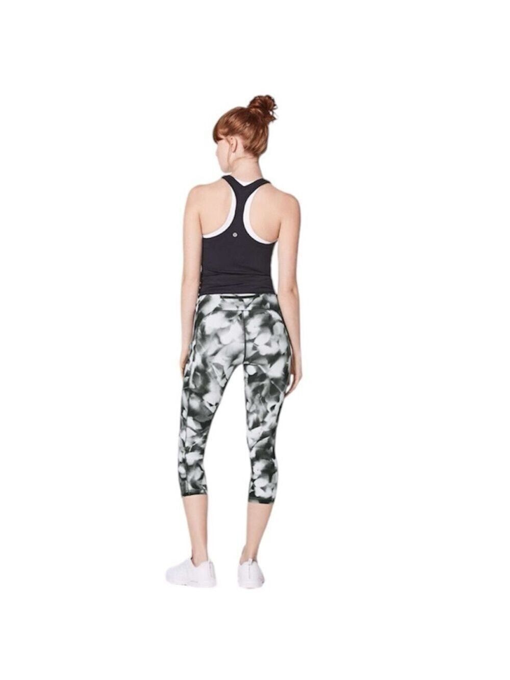 LULULEMON Speed Up Crop 21” Blush Blossom Alpine White Black print size 4